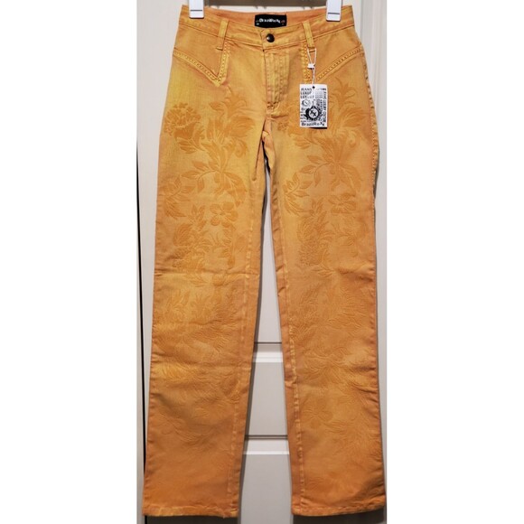 BrazilRoxx Embellished Flower Jeans BR 38/US 2 Orange Papaya - NEW With Tags